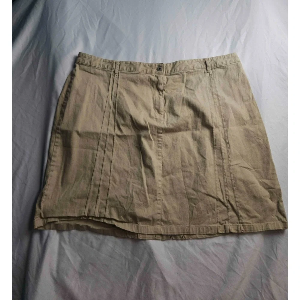 Vintage 90s Carolina Blues Skirt 26W Plus Size Stretch Beige Boho Coastal Safari